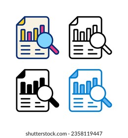 business research icon in 4 style flat, line, glyph and duotone