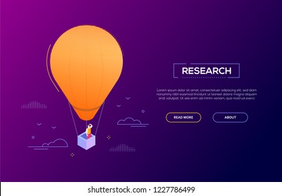 Business research - modern isometric vector web banner