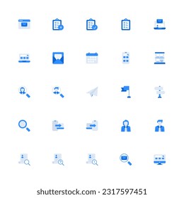 Conjunto de iconos relacionados con la investigación empresarial. Icono de Pixel Perfect Business Research Monocrome Style 2D