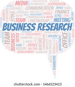 Business Research word cloud. Collage made with text only.