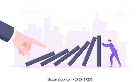 Business resilience or domino effect metaphor vector illustration.