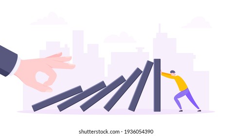 Business resilience or domino effect metaphor vector illustration.