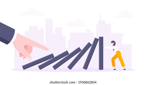 Business resilience or domino effect metaphor vector illustration.