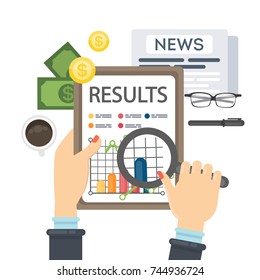 Business results concept illustration. Information data with analysis.