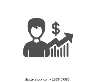 Business results icon. Dollar with Growth chart sign. Quality design element. Classic style icon. Vector