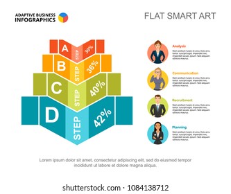 Business results percentage chart slide template for presentation. Abstract elements of chart, diagram, graphic. Career, planning, statistics or marketing creative concept for infographic, report.