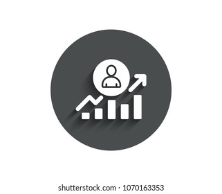 Business results simple icon. Career Growth chart sign. Circle flat button with shadow. Vector