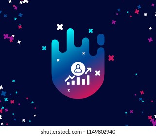 Business results simple icon. Career Growth chart sign. Cool banner with icon. Abstract shape with gradient. Vector