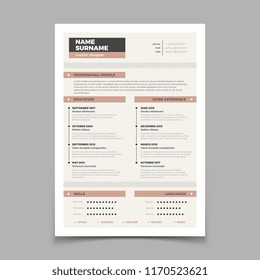 Business Resume. Cv Stylish Elegance Template. Letter Cover Vector Mockup. Illustration Of Cv Interview Application, Vitae Curriculum