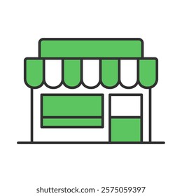 Business. Retail Storefront, Commercial Property, Shop Icon. Vector Editable Stroke Icon.