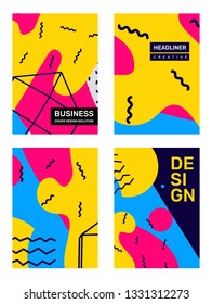 Business retro abstraction, background with text header. Vector set of creative bright abstract illustration with shape. Template composition flat style design for web, site, poster, presentation