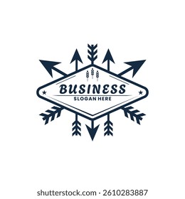Business Retro with arrows and wheat logo design vector. Brand, Fashion logo design inspiration. Vintage style logo concept