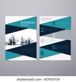 Business Review Leaflet. Brochure or Flyer A4 size template design. Book cover layout design. Abstract business presentation template with Hong Kong skyline. Vector infographics element