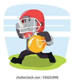 business rhino with football helmet carry bulb