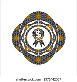 business ribbon icon inside arabesque emblem. arabic decoration.