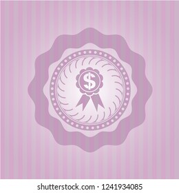 business ribbon icon inside badge with pink background