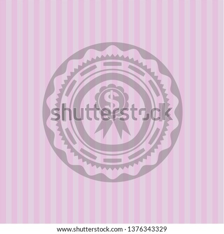 business ribbon icon inside badge with pink background