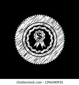 business ribbon icon inside chalk emblem