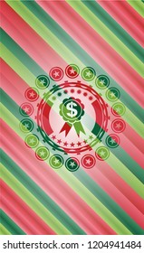 business ribbon icon inside christmas style emblem.