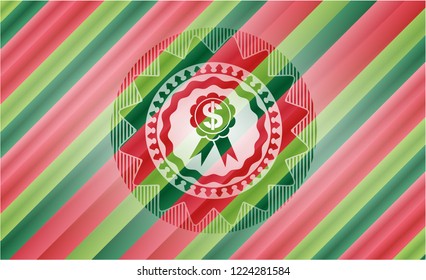 business ribbon icon inside christmas colors style badge.