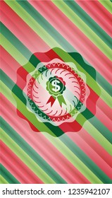 business ribbon icon inside christmas colors emblem.