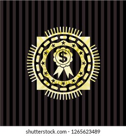 business ribbon icon inside gold emblem
