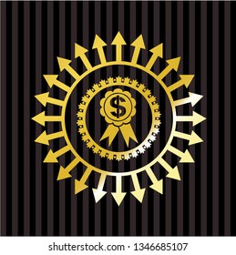 business ribbon icon inside gold emblem