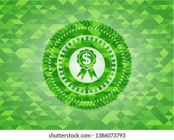 business ribbon icon inside green emblem. Mosaic background