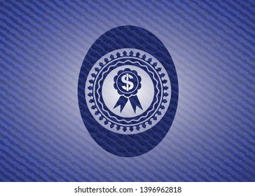 business ribbon icon inside jean background