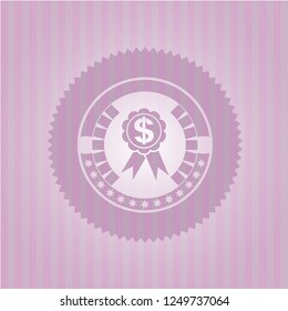 business ribbon icon inside pink emblem. Retro