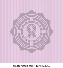 business ribbon icon inside pink emblem
