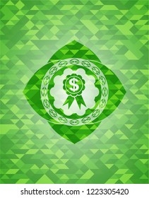 business ribbon icon inside realistic green mosaic emblem