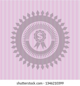 business ribbon icon inside realistic pink emblem