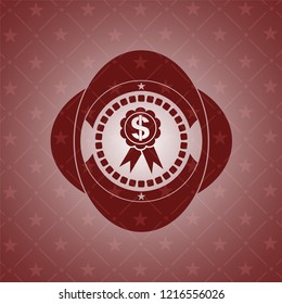 business ribbon icon inside red emblem. Retro