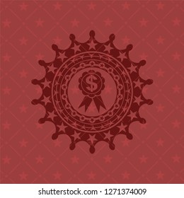 business ribbon icon inside red emblem. Vintage.