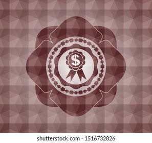 business ribbon icon inside red seamless geometric emblem.