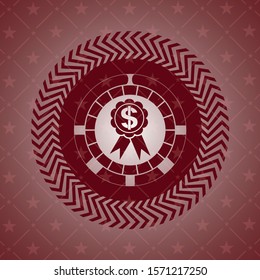 business ribbon icon inside red emblem. Retro