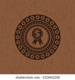 business ribbon icon inside retro wood emblem