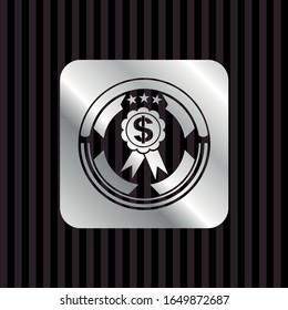 business ribbon icon inside silver emblem