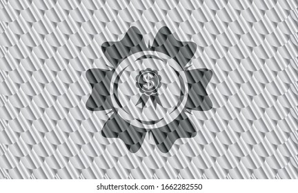 business ribbon icon inside silver emblem or badge. Scales pattern. Vector Illustration. Detailed.