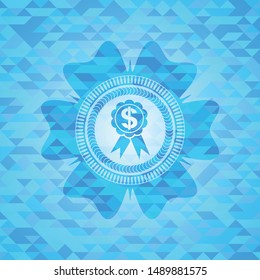 business ribbon icon inside sky blue emblem. Mosaic background