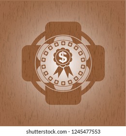 business ribbon icon inside vintage wood emblem