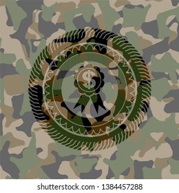 business ribbon icon on camo texture