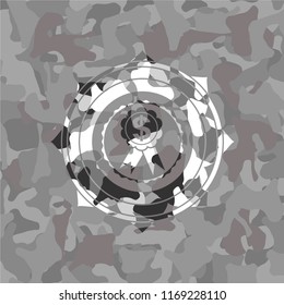 business ribbon icon on grey camo texture