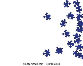 Business riddle jigsaw puzzle dark blue pieces vector background. Group of puzzle pieces isolated on white. Problem solving abstract concept. Jigsaw gradient plugins.