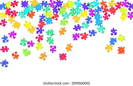 Business riddle jigsaw puzzle rainbow colors parts vector illustration  Group puzzle pieces isolated white  Success abstract concept  Jigsaw match elements 