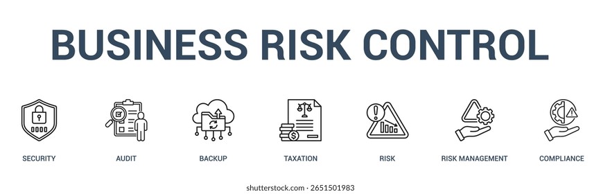 Icono de Web de Anuncio de control de riesgos comerciales concepto de Ilustración vectorial para negocios con ícono de seguridad, auditoría, copia de seguridad, impuestos, riesgo, gestión de riesgos.