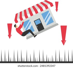 Business risk, mistake or failure, challenge or problem and difficulty, accident causing bankruptcy concept,

