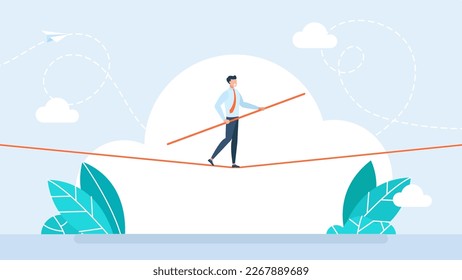 Isolated businessmen walking tightrope Royalty Free Vector