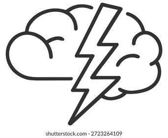 Nube de la tormenta del riesgo del negocio, problema y concepto de la advertencia, Ilustración vectorial del esquema en fondo transparente